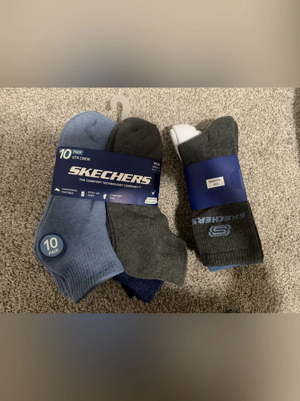 Skechers Men's Navy and Gray Multi-Pack Casual Crew & Ankle Socks size8-12